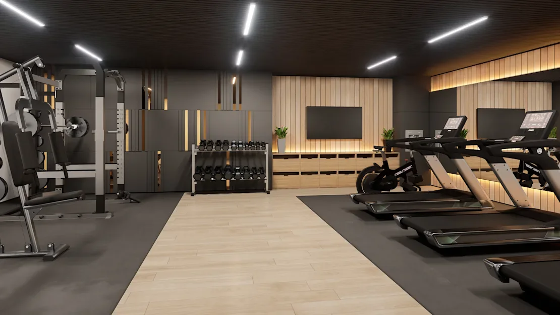 Luxe at Westfield Station resident fitness center rendering